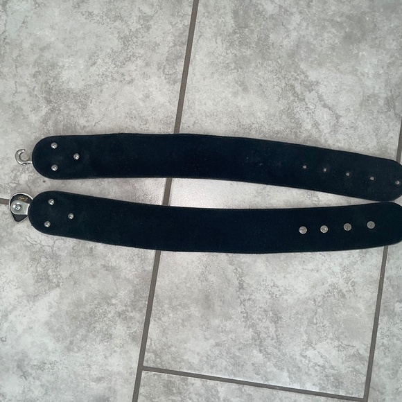 MIKKI G VINTAGE RARE Black Leather Custom-Cast Pewter Gold Swarovski Belt - Picture 9 of 11